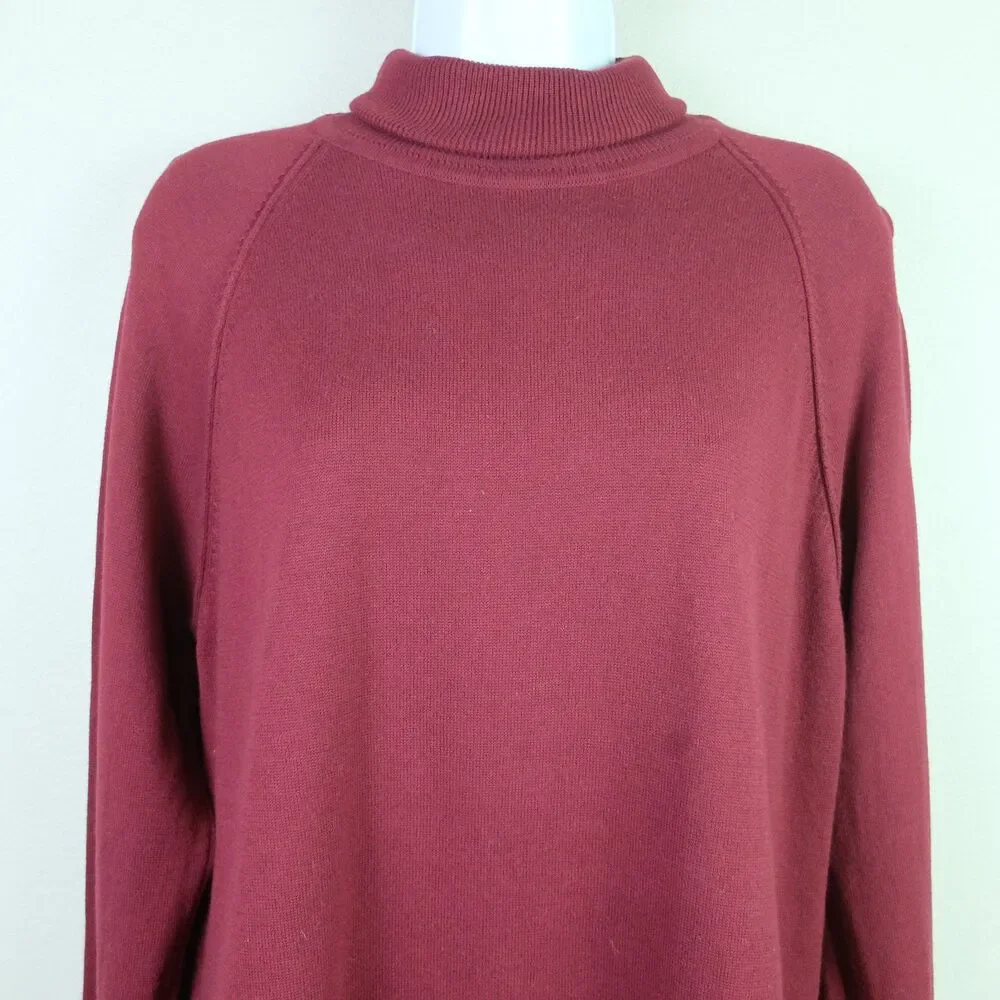 Jeanne Pierre Dark Crimson Long Sleeve Turtleneck Size Large